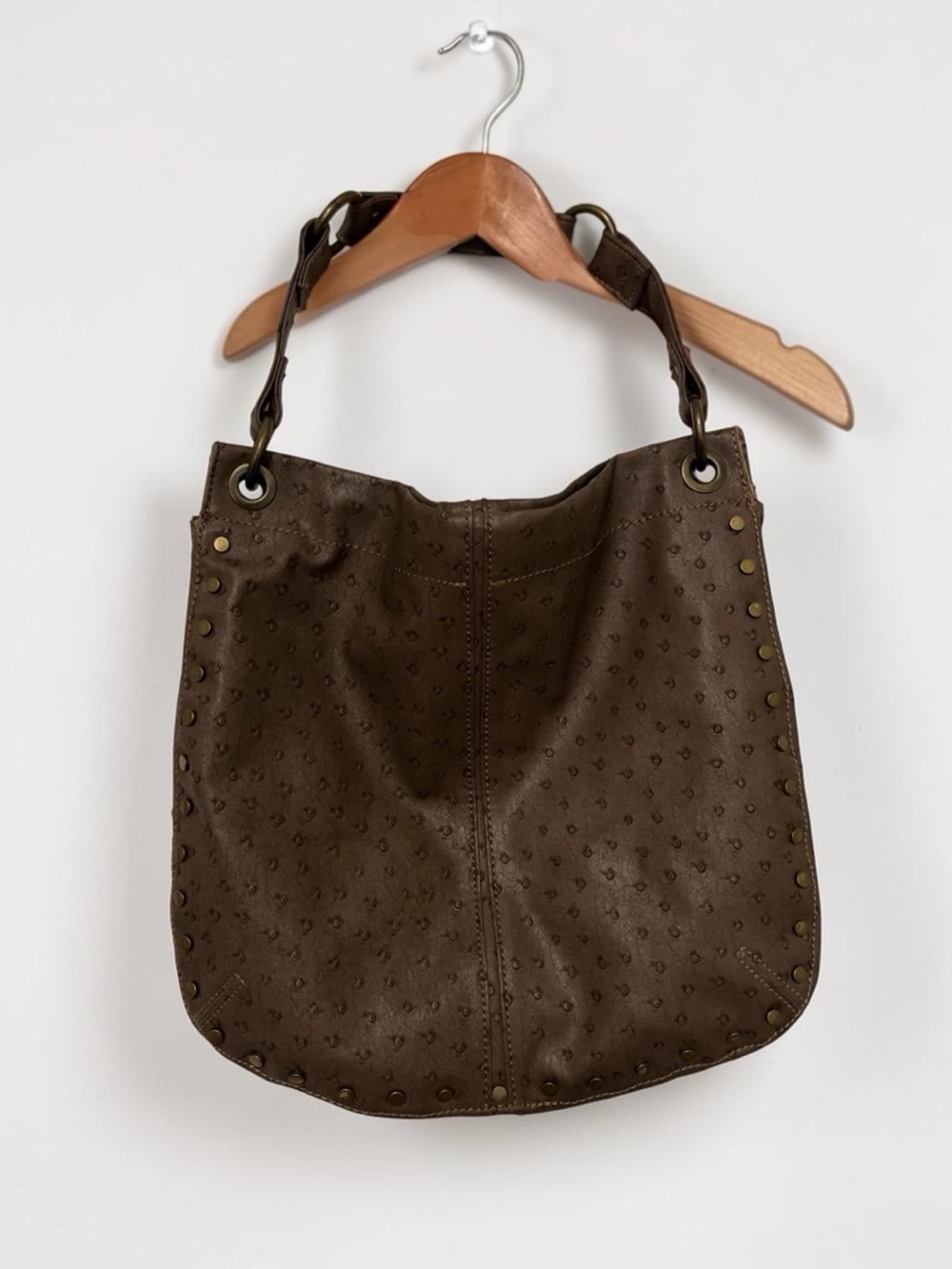 Vintage Allan Edward Contemporary Brown Studded Shoulder Bag